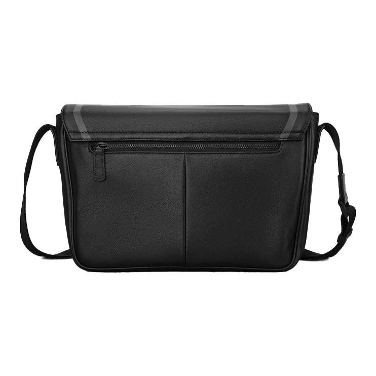 PIERRE CARDIN Cow Leather Messenger Crossbody Bag, Shoulder Bag Men's Black-3