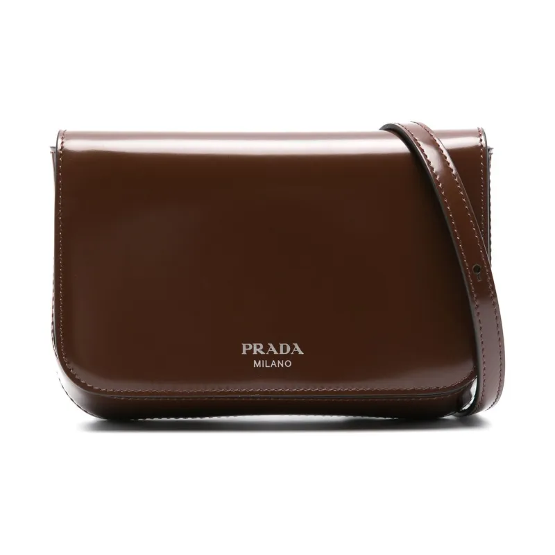 PRADA Leather Shoulder Bag Crossbody Bag Mini Men's Coffee-1