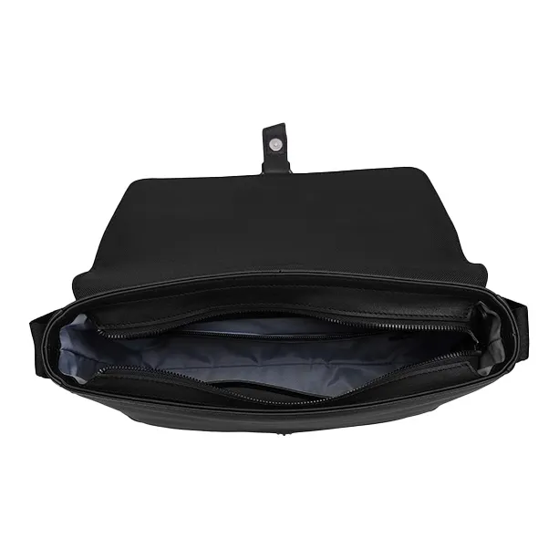 PIERRE CARDIN Cow Leather Messenger Crossbody Bag, Shoulder Bag Men's Black-6