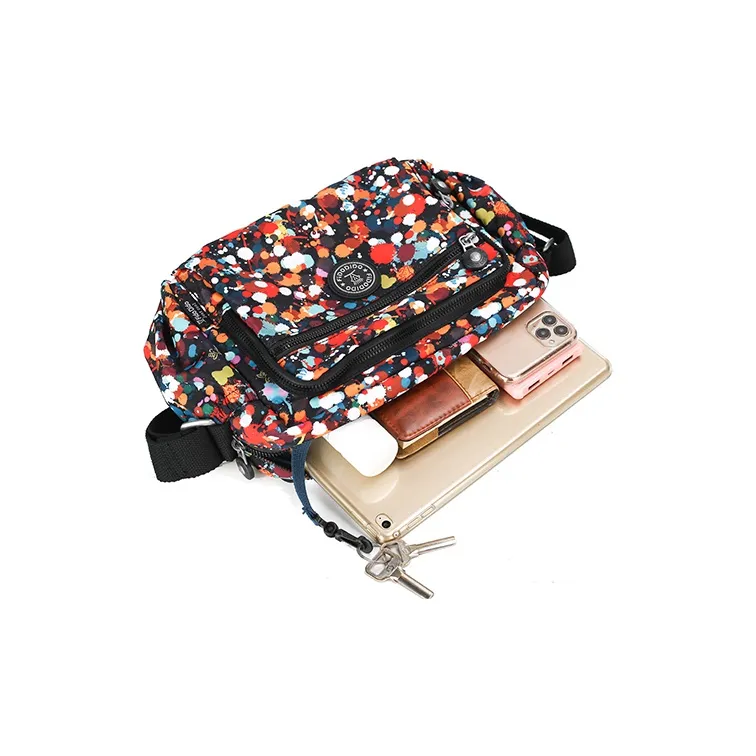FIDO DIDO Fabric Crossbody Bag, Shoulder Bag Women's Ink Splatter Flower/Ink Splatter Black-13