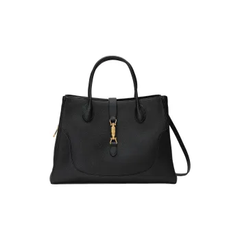 GUCCI Jackie 1961 Leather Tote Handbags Shoulder Bags Medium Size Unisex Black