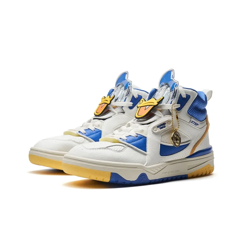 XTEP Cartoon High-Top Skateboard Shoes Men's Sail White/Colorful Blue-3