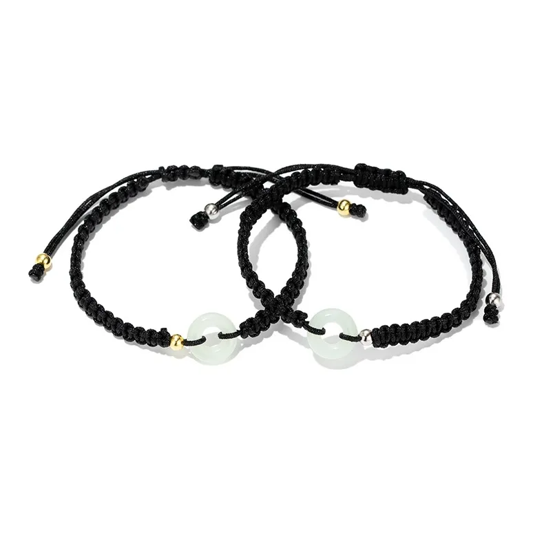 QLADY 925 Sterling Silver Bracelets Unisex Pale Greenish White Jade-0