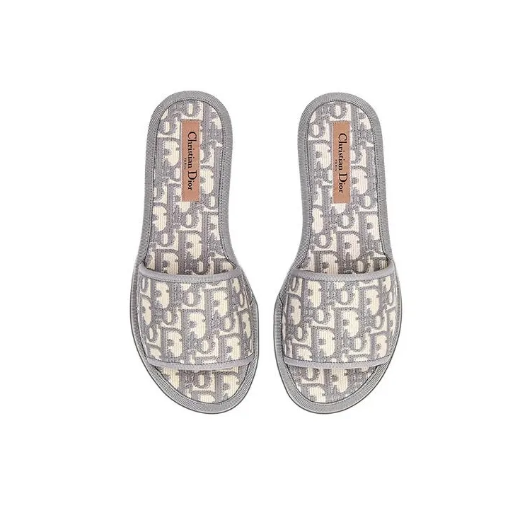 DIOR Chez Moi Slide Slippers Women's Gray-3