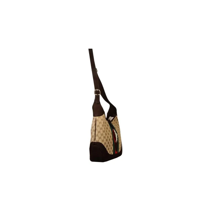 GUCCI Jackie 1961 Canvas With Leather Trim Crescent Shoulder Bag Shoulder Bag Large Size Women's Black-2