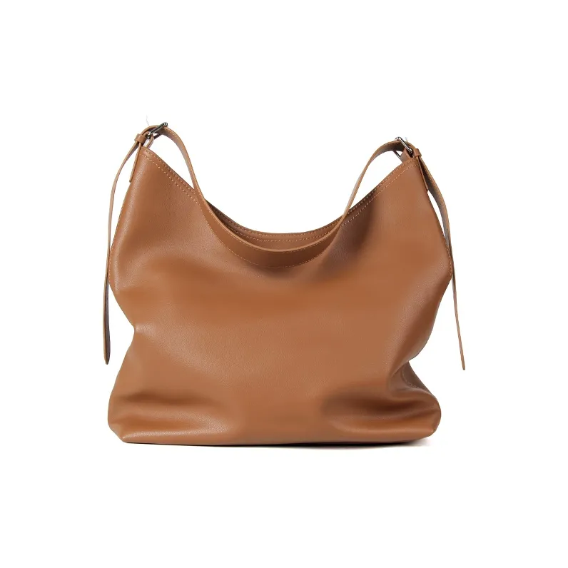 YOCAMU Genuine Leather Tote Bag Shopping Bag Commute Bag Shoulder Bag Large Size Women's Brown-12