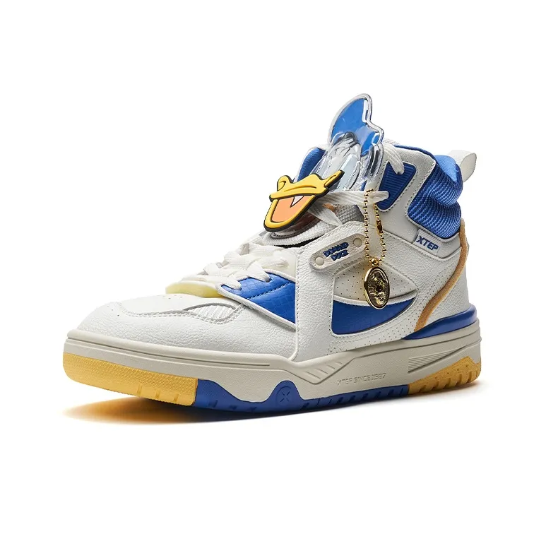 XTEP Cartoon High-Top Skateboard Shoes Men's Sail White/Colorful Blue-1