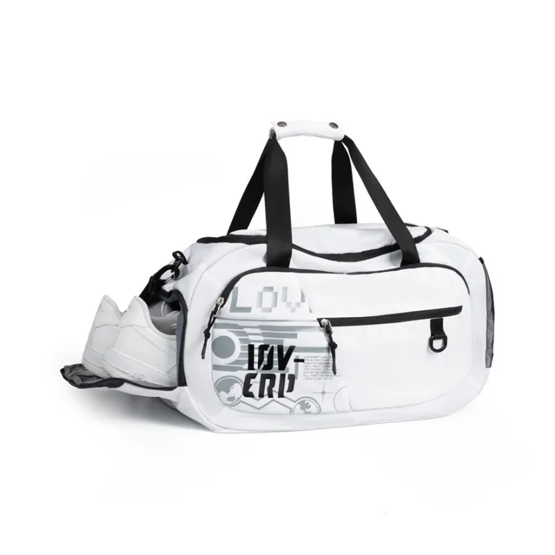 LOVERPUSS Polyester Basketball Bag Handbag Shoulder Bag Crossbody Bag Gym Bag Unisex White Black-3
