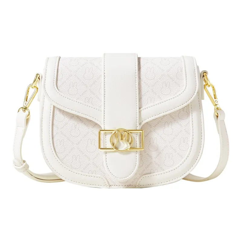 Miffy PU Saddle Bag, Shoulder Bag, Crossbody Bag Regular Women's Ecru/Pink-1