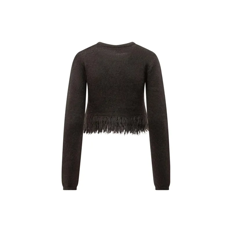 JW Anderson Cropped Fringed-Hem Knitted Jumper-1