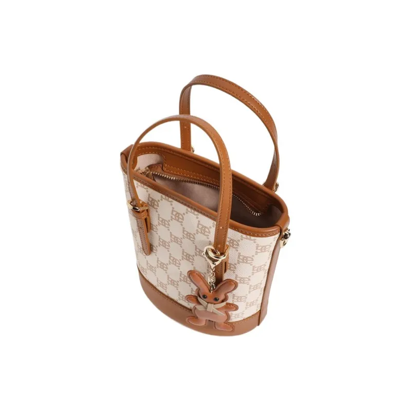 BELLE Artificial Leather Bucket Bag, Handbag, Crossbody Bag Medium Size Women's Umber, Beige, Coffee, Light Beige-15