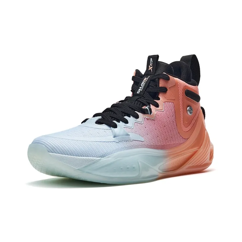 XTEP Flying Shark 2nd Generation High Top Basketball Shoes Men's Peach Pink/Misty Blue-1