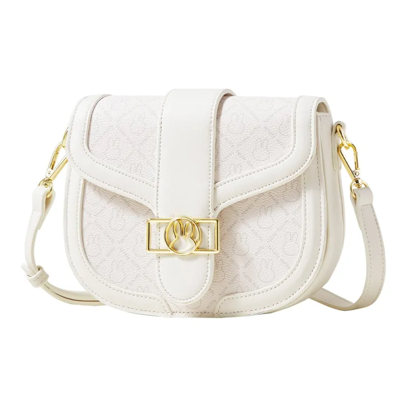 Miffy PU Saddle Bag, Shoulder Bag, Crossbody Bag Regular Women's Ecru/Pink-2