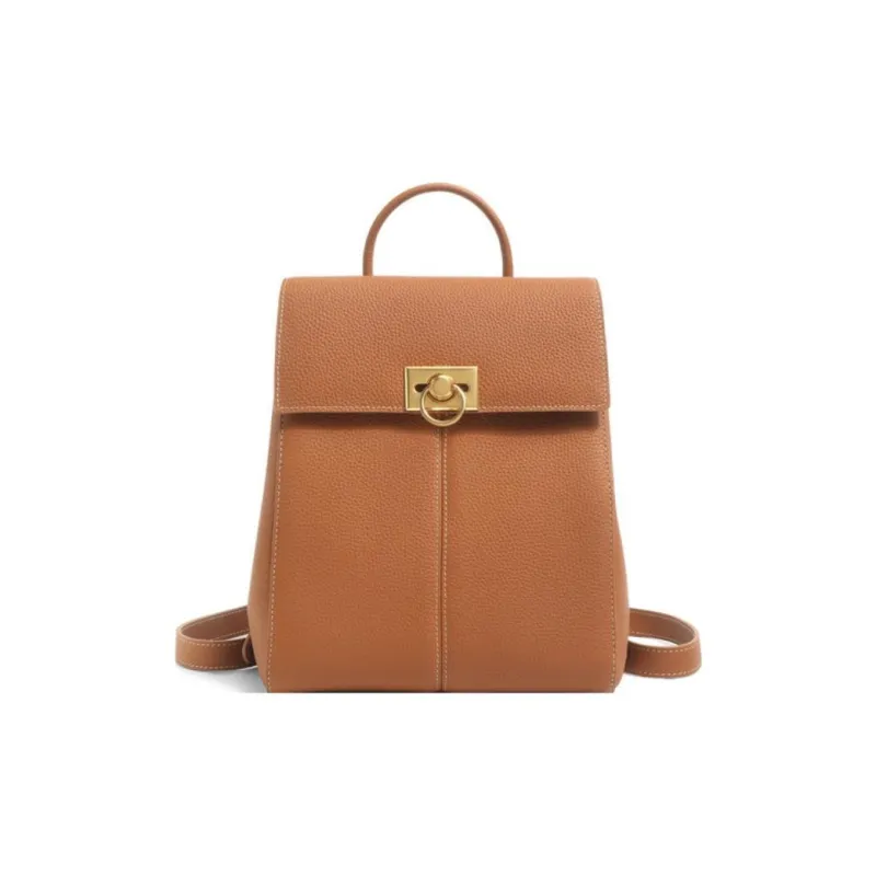 BELLE Cow Leather Backpack Women's Brown-0