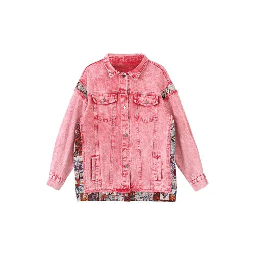 MIMOSA CHUR Denim Jackets Women's Pink