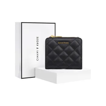 Simvay Clos Cow Leather Coin Purse, Clutch Card Holder Wallet Regular Women's Black