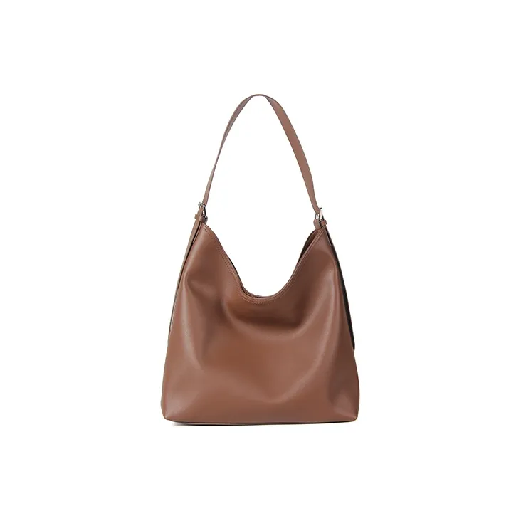 YOCAMU Genuine Leather Tote Bag Shopping Bag Commute Bag Shoulder Bag Large Size Women's Brown-2