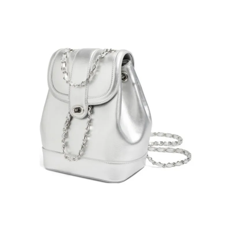 BELLE Artificial Leather Backpack Women's Black/Silver-6