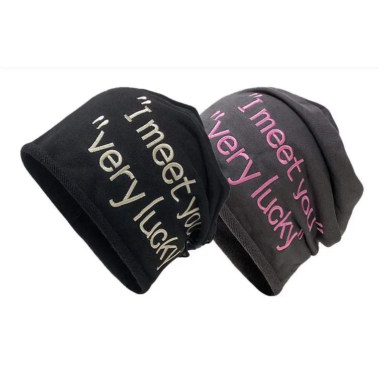 AAJF 100% Cotton Beanies Unisex Black Gray-8
