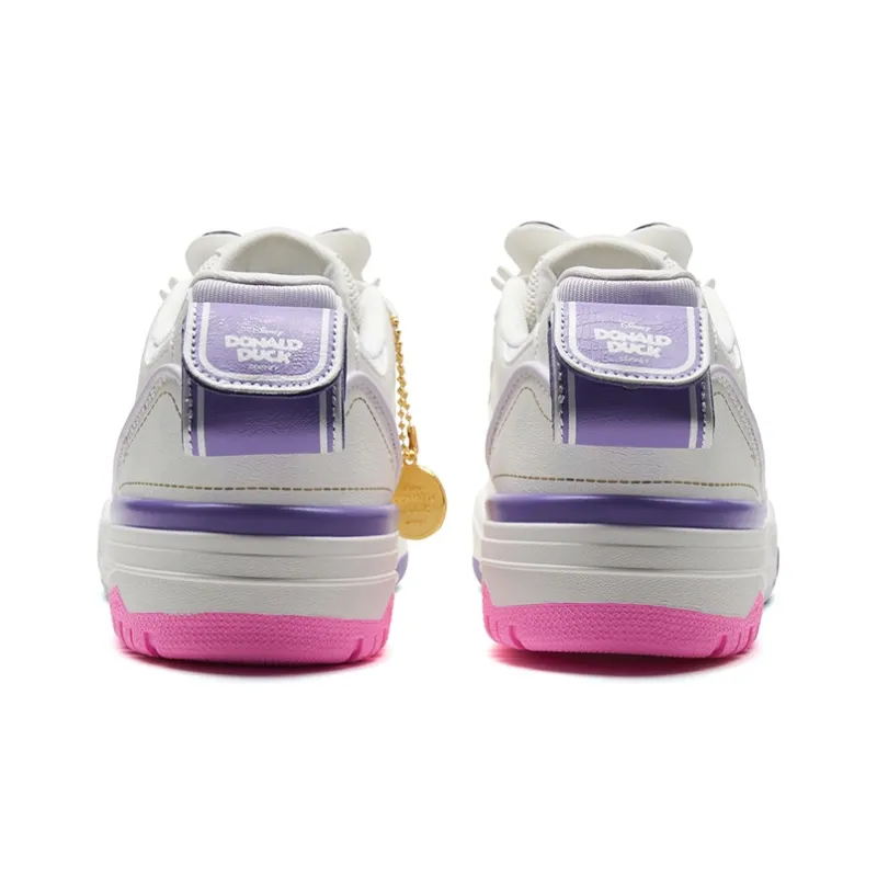 Disney X XTEP Donald Duck Series Skateboard Shoes Women's Low Top Sail White/Soft Purple-4