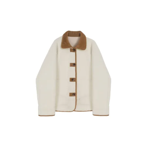 VEGA CHANG Cropped Coats Women's Fleece White