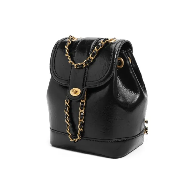 BELLE Artificial Leather Backpack Women's Black/Silver-1