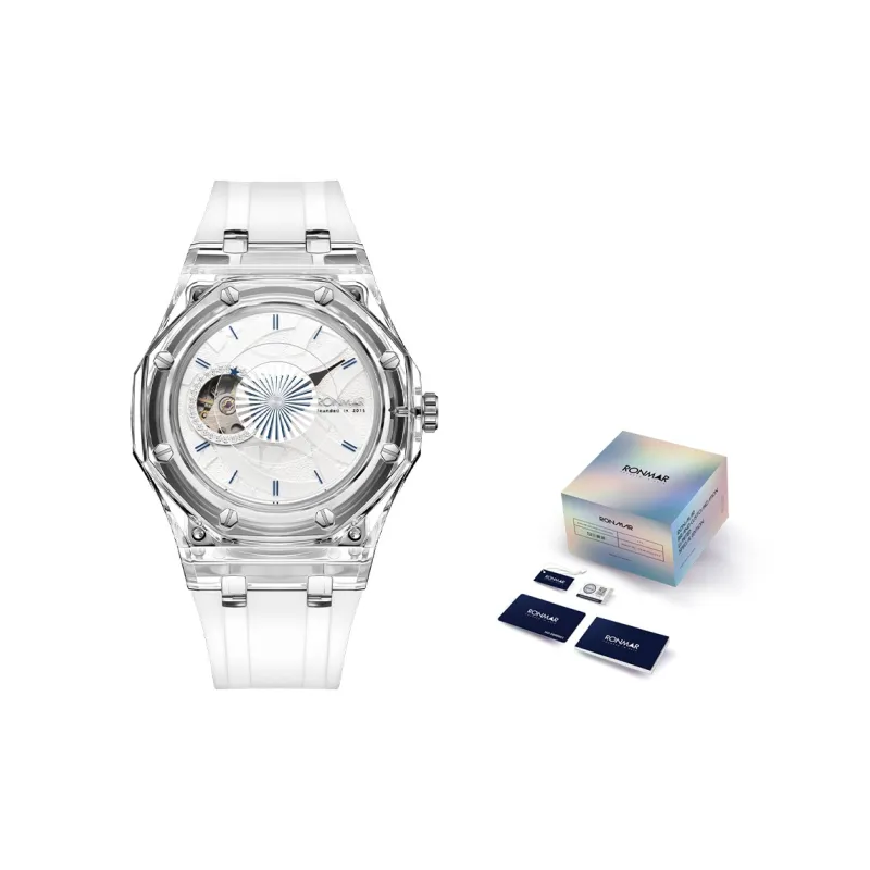 RONMAR Heart Series Automatic Mechanical Movement Rubber Strap Watch Unisex White Dial-1