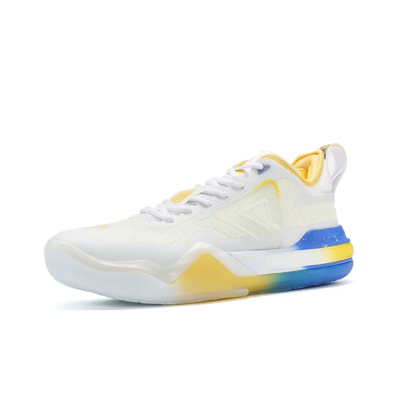 PEAK Wiggins AW1 Taichi Low Top Performance Basketball Shoes Men's All White Colorful Blue Home Color-2