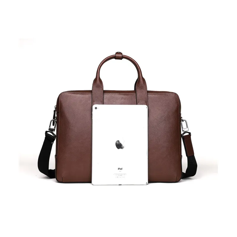ELLE HOMME Cow Leather Crossbody Bag Regular Unisex Solid Color-9