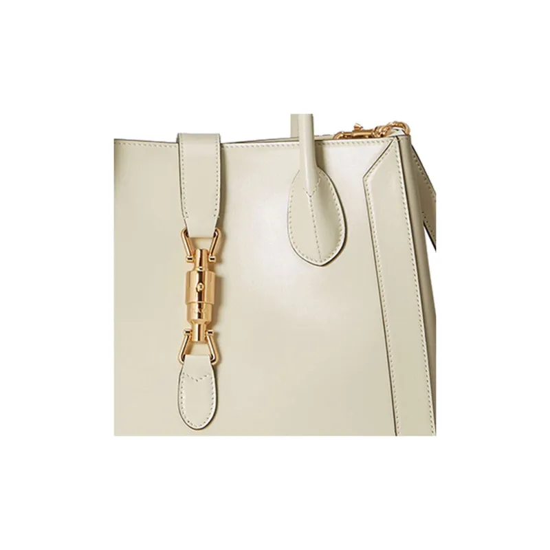 GUCCI Jackie 1961 Leather Tote Handbags Shoulder Bags Medium Size Unisex White-6