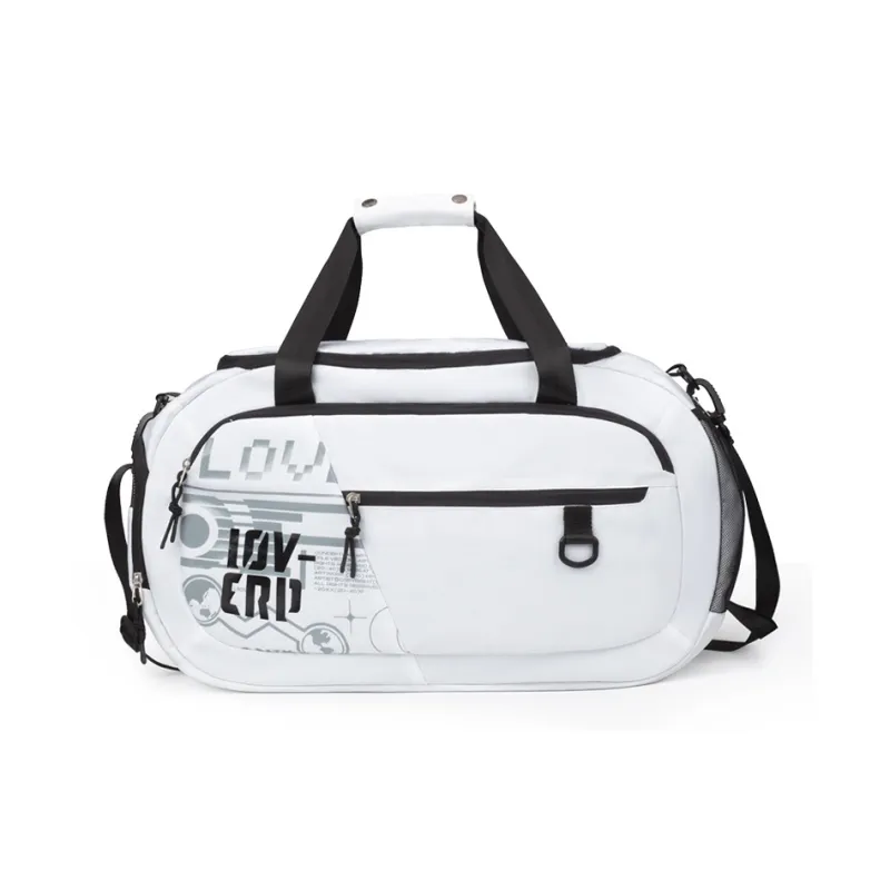 LOVERPUSS Polyester Basketball Bag Handbag Shoulder Bag Crossbody Bag Gym Bag Unisex White Black-1