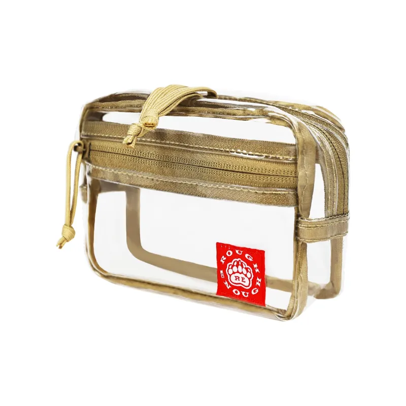 Rough Enough PVC Material Makeup Storage Bag, Toiletry Bag Mini Unisex Khaki-1