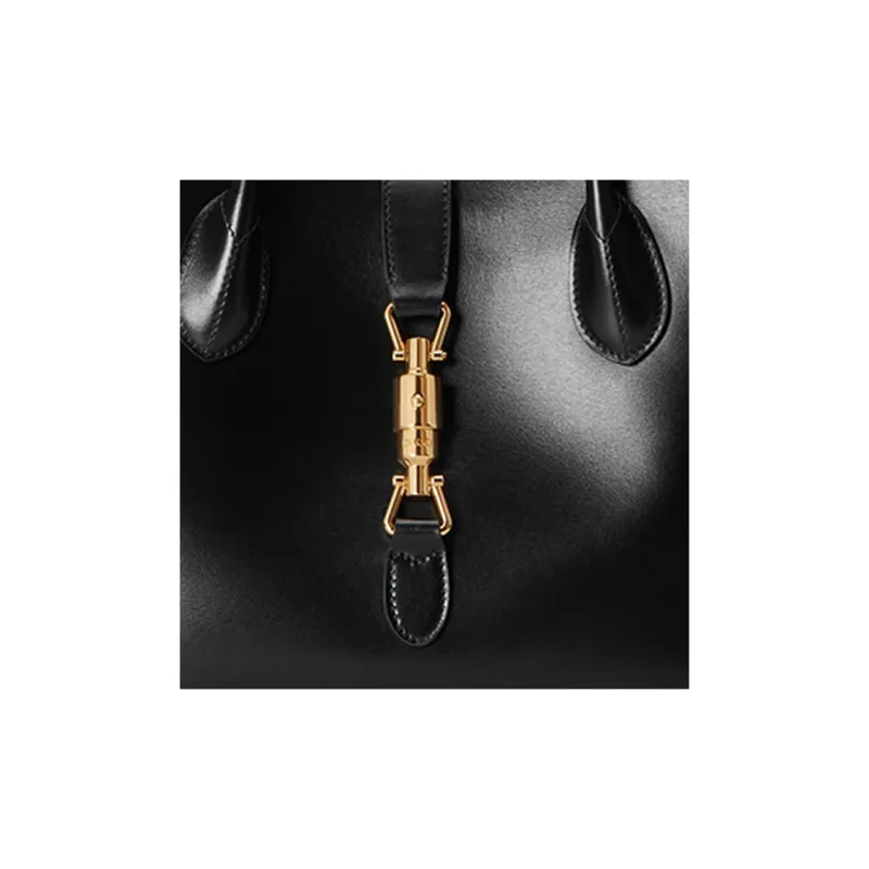 GUCCI Jackie 1961 Leather Tote Handbags Shoulder Bags Medium Size Unisex Black-6