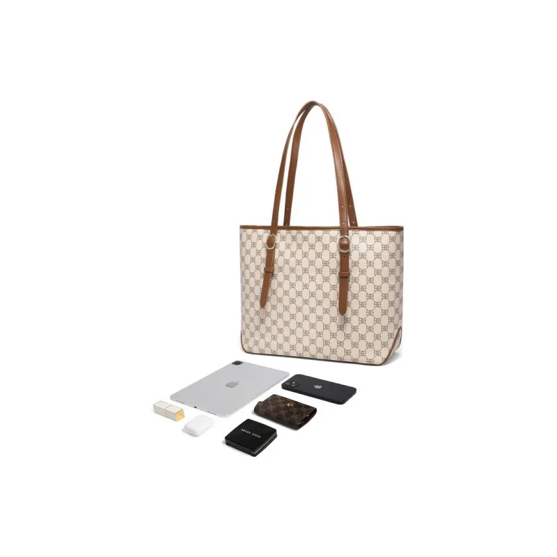 BELLE Artificial Leather Tote Bag Shopping Bag Handbag Shoulder Bag Women's Letter Print-4