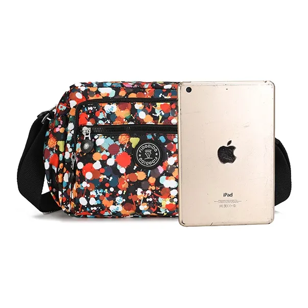 FIDO DIDO Fabric Crossbody Bag, Shoulder Bag Women's Ink Splatter Flower/Ink Splatter Black-4