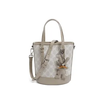 BELLE Artificial Leather Bucket Bag, Handbag, Crossbody Bag Medium Size Women's Umber, Beige, Coffee, Light Beige