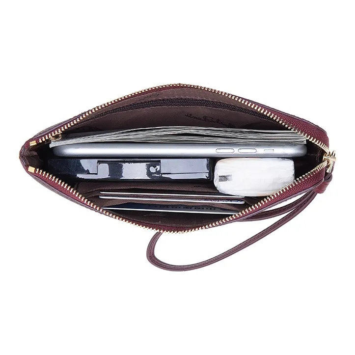 MashaLanti PVC Bonded Microfiber Synthetic Leather Clutch Women's Apricot/Coffee/Burgundy-4