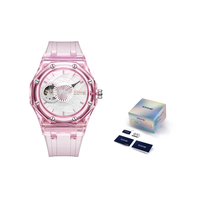 RONMAR Heart Series Automatic Mechanical Movement Rubber Strap Watch Unisex White Dial-3