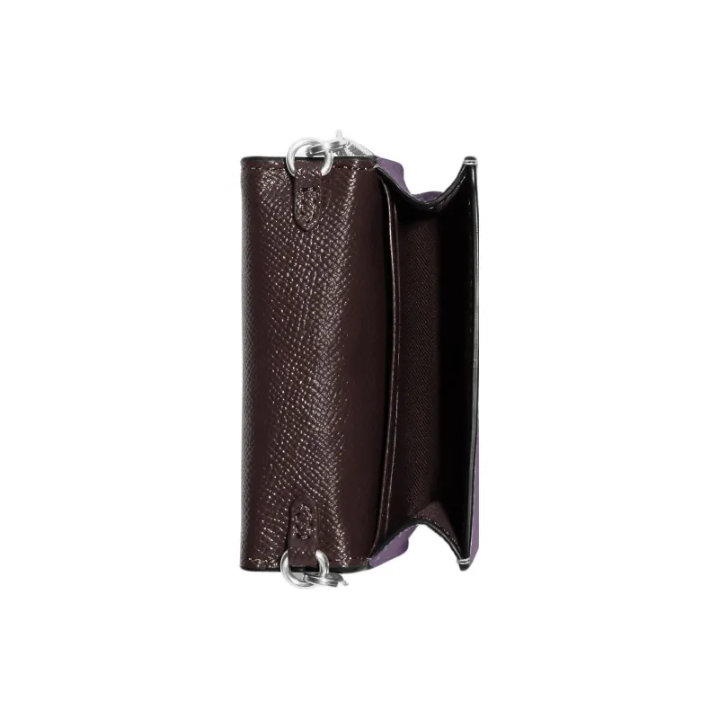 COACH Cross Grain Leather Square Bag, Shoulder Bag, Crossbody Bag, Wallet Mini Women's Purple-2