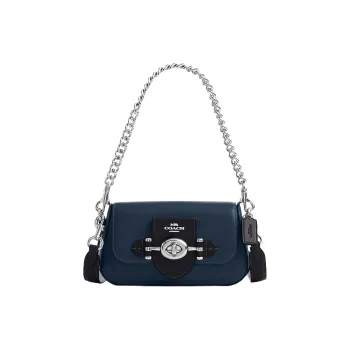 COACH Brie Calfskin Handbag Shoulder Bag Women's Blue