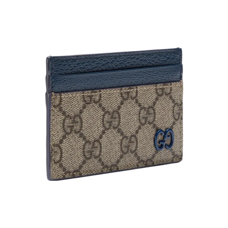 GUCCI Canvas With Leather Card Holder Regular Men's Blue/Brown-1