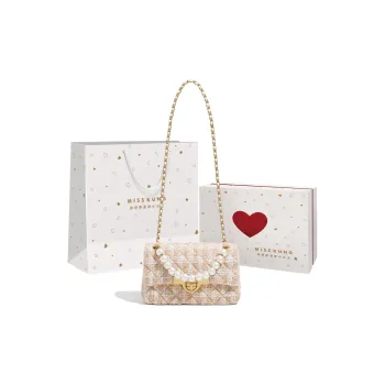 Miss Kung Fabric Small Square Bag Chain Pearl Bag Crossbody Bag Regular Women's Earth Yellow