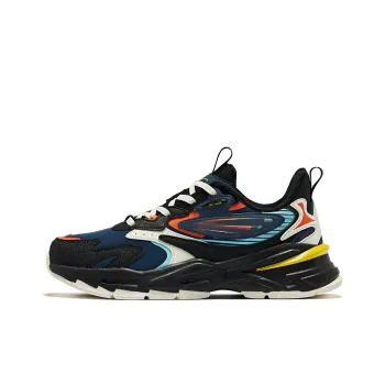 Erke Cushioning Wear Resistant Low Top Running Shoes Men's Jet Black With Dark Blue Undertones