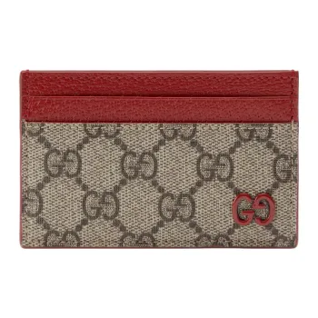 GUCCI Canvas With Leather Card Holder Regular Men's Red/Brown