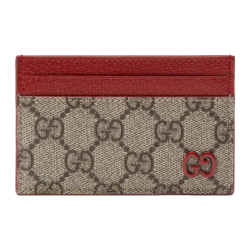 GUCCI Canvas With Leather Card Holder Regular Men's Red/Brown-0