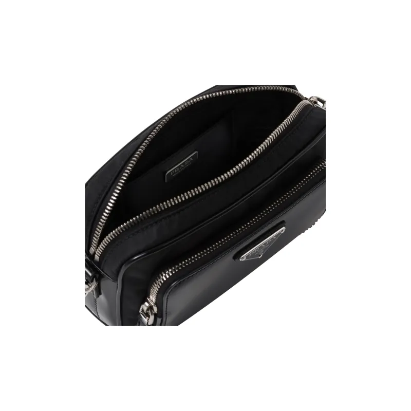 PRADA Fabric With Leather Crossbody Bag Shoulder Bag Men's Black-3