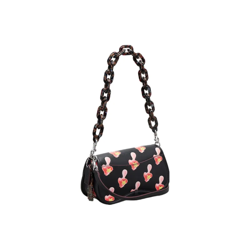 COACH Dinky Leather Handbag, Shoulder Bag Women's Black-3
