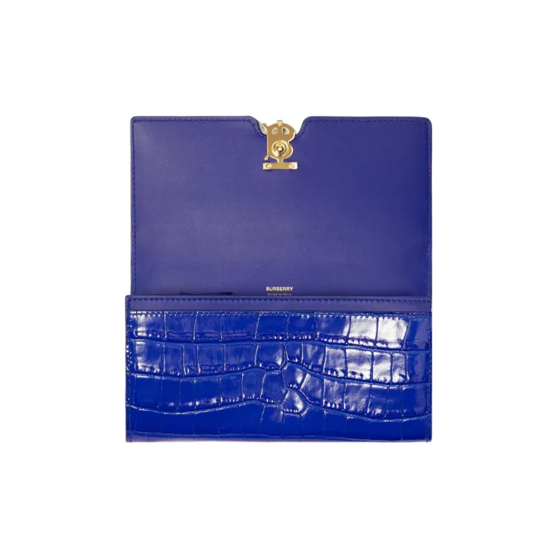 Burberry Calfskin Wallet Regular Women's Knight Blue-2
