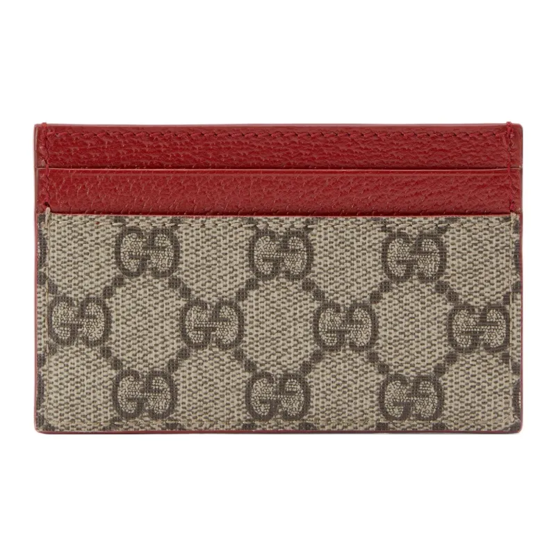 GUCCI Canvas With Leather Card Holder Regular Men's Red/Brown-2