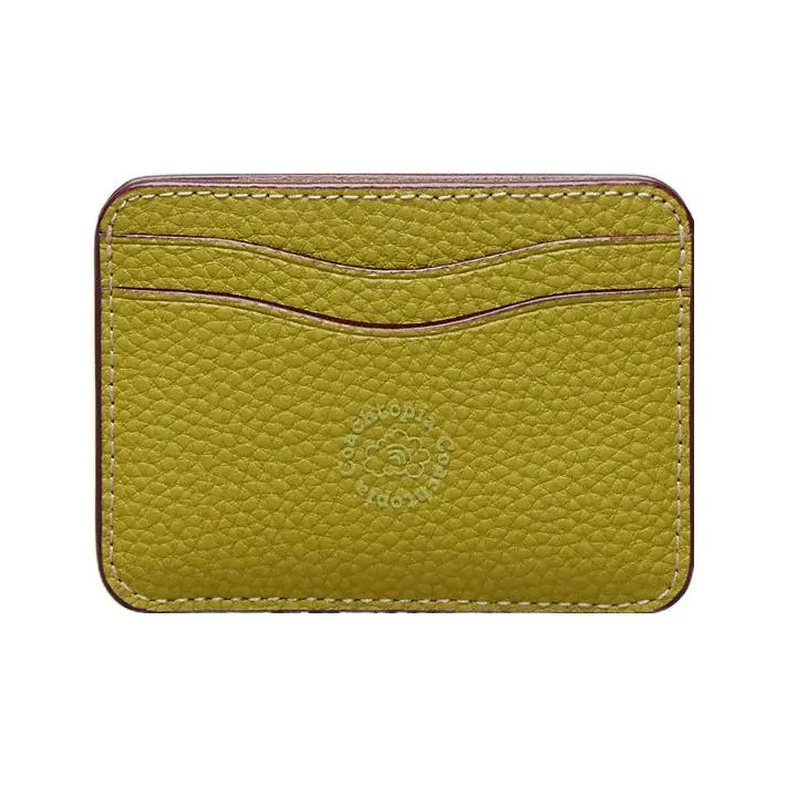 COACH Card Case Leather Coin Purse, Card Holder Mini Women's Grass Green-2